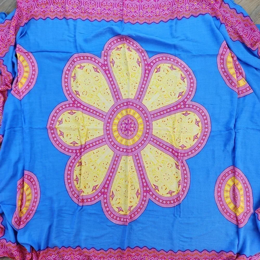 🔺️Blue, Pink, & Yellow Floral Print Scarf/Wrap